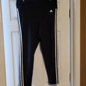 Adidas Black  Leggings with White Side Stripes